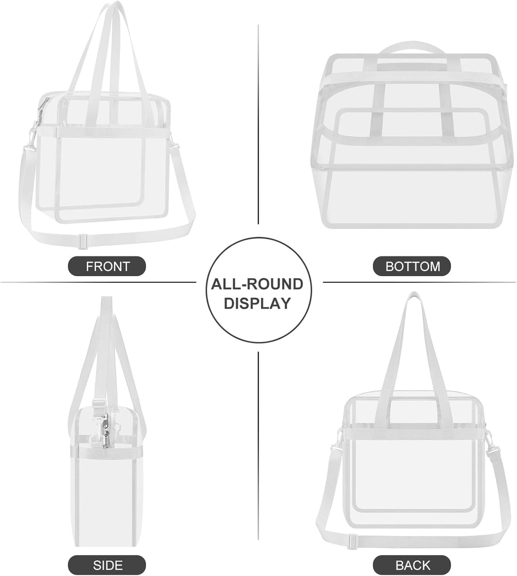 USPECLARE Clear Tote Bag - Transparent Stadium Bag for Events | 12x6x12 Size for Work & Sports