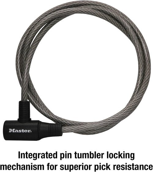 Master Lock Cable Lock - Keyed Bike Lock for Enhanced Security | 6 ft Long, Durable Design