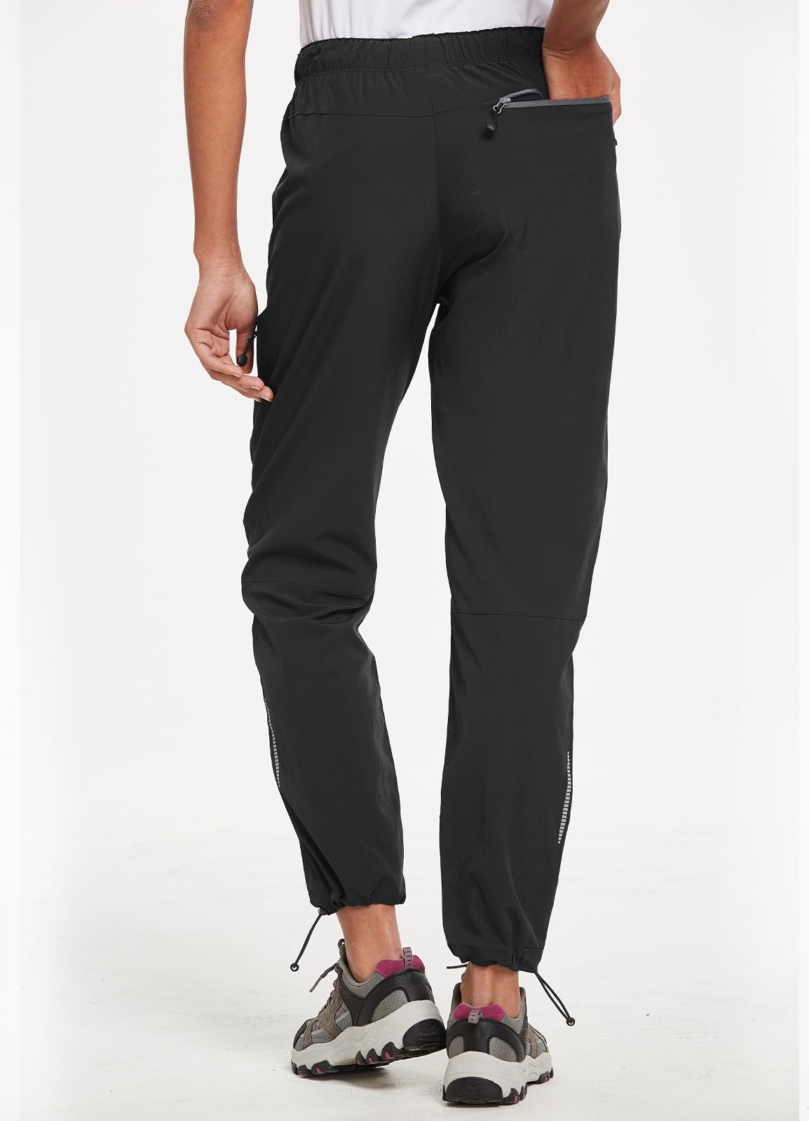 baleaf Women's Hiking Pants Quick Dry Water Resistant Lightweight Joggers Pant for All Seasons Elastic Waist Black Size M