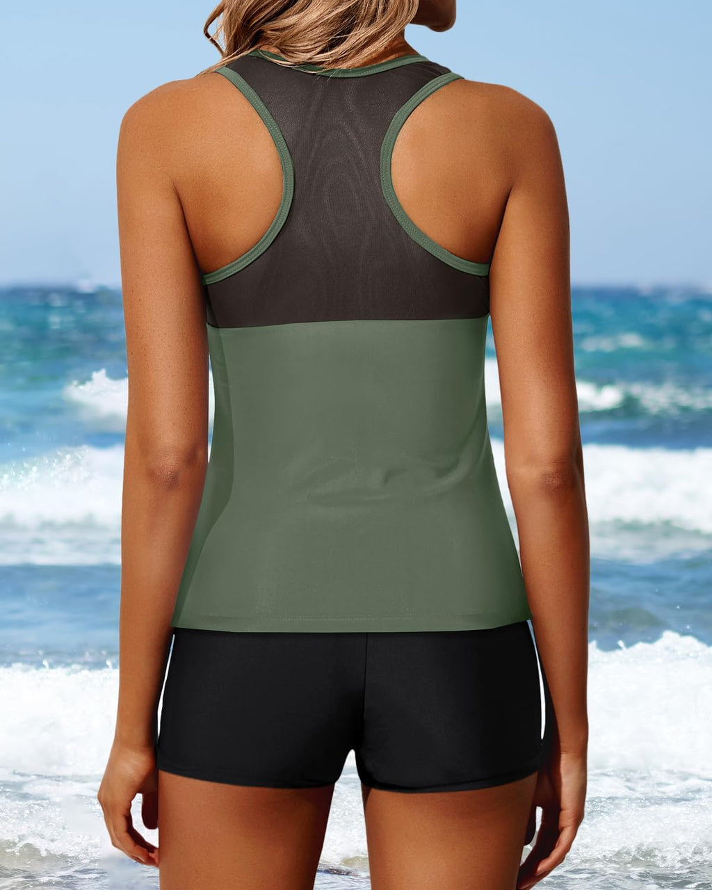 Yonique Tankini Swimsuits for Women - Athletic Two-Piece Bathing Suit with Shorts | Racerback Design