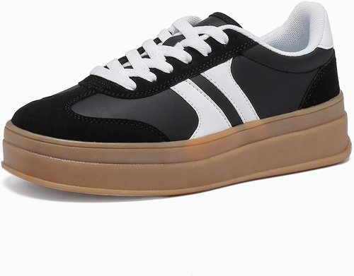 Lxuan Women's Fashion Sneakers - Thick Platform Sole, Anti-Slip Rubber, Lace-Up Comfort Shoes
