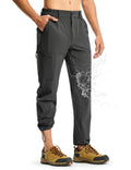 TBMPOY Men's Lightweight Hiking Pants Quick Dry 4 Pockets Stretch Water Resistant Travel Fishing Convertible Zip Cargo Jogger Dark Grey 34
