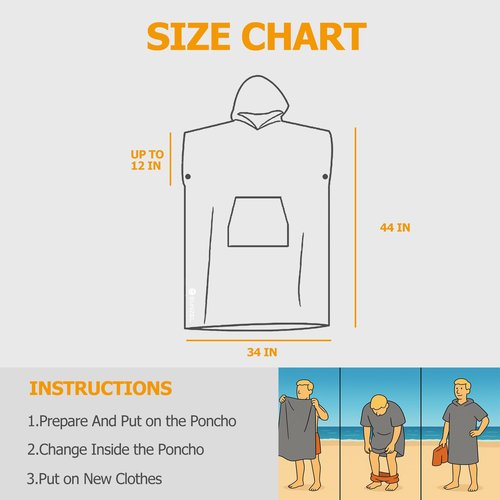 Eunzel Surf Poncho Changing Robe with Hood for Men & Women, Absorbent Quick Dry Microfiber Wetsuit Changing Towel with Pocket for Surfing, Beach, Swim & Outdoor Sports, Army Green
