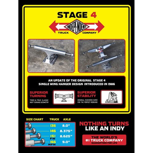 NHS Independent Stage 4 Polished Skateboard Trucks 146 (Pair)