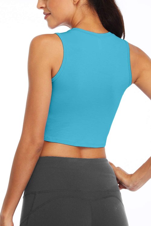 Sanutch Yoga Crop Tops Dance Tops Fitted Workout Crop Tops Yoga Tank Tops Athletic Sports Shirts for Women White L