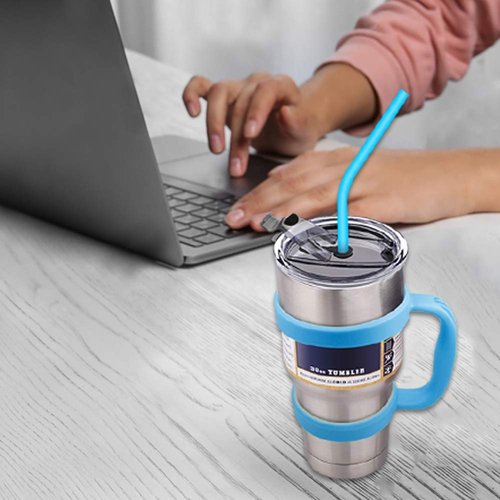 2 Pack Tumbler Handle for 30oz Cups - Compatible with Yeti, RTIC, Ozark Trail, SIC & More - Anti-Slip Grip, Pink & Dark Blue Set