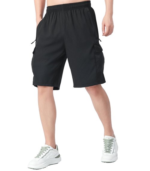 MOHEM Mens Hiking Cargo Shorts Lightweight Quick Dry Athletic Running Workout Shorts with Zip Pockets(Mhmencargopants-09069-Black05-XL)
