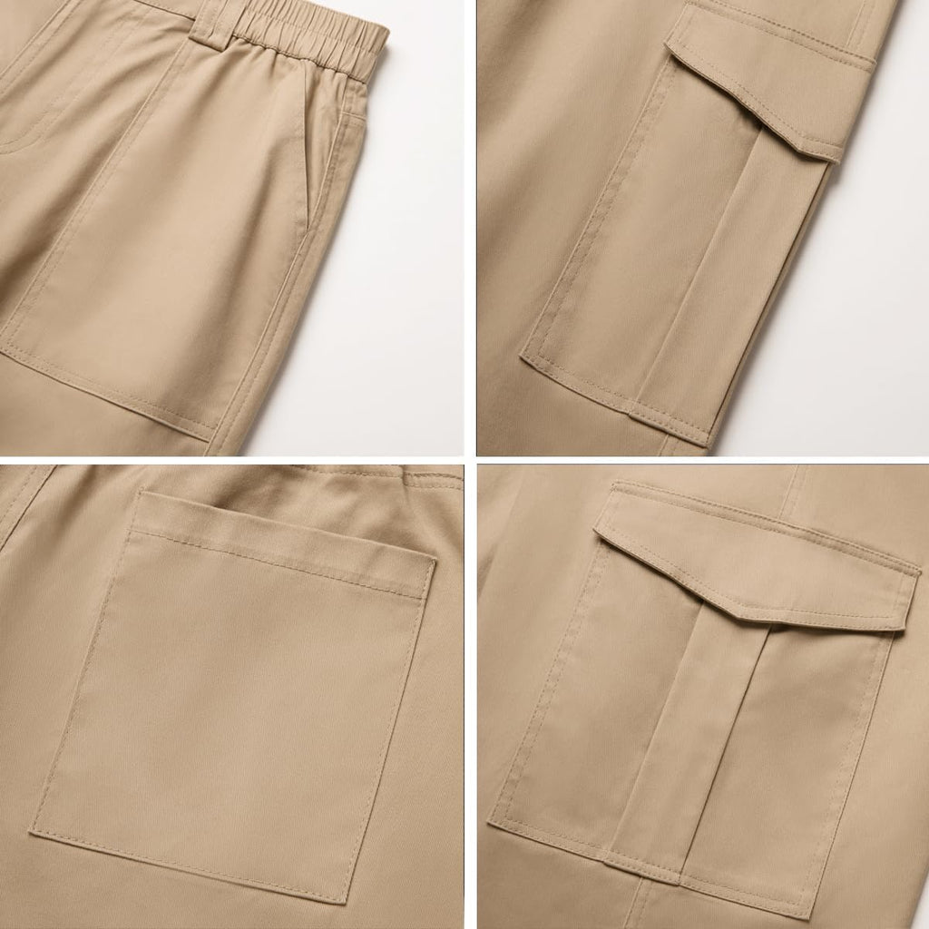Skiennix High Waisted Cargo Pants - Casual Wide Leg Trousers with 6 Pockets | Y2K Style, Baggy Fit