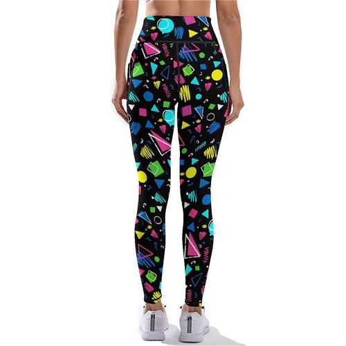 80s 90s Outfit Tummy Control Yoga Pants for Women with Pockets, High Waist Running Sports Workout Yoga Leggings L