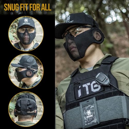 OneTigris Tactical Goggles Over Glasses and Tactical Half Face Mesh Mask