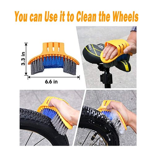 QeeHeng 10pcs Bike Cleaning Kit, Bicycle Clean Brush Tool Including Chain Cleaner for Cycling,Bike Chain Cleaner Brush Suitable fo Mountain/Dirt/MT/Road/BMX Bike