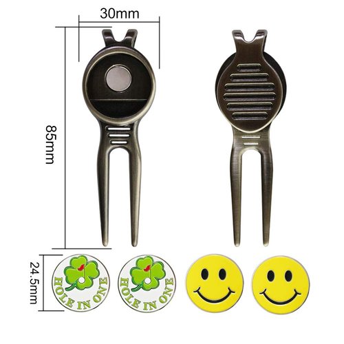 GOLTERS Golf Divot Repair Tool with Ball Marker, A Unique and Multi-Functional Golf Accessory, Nickel (Black 3)