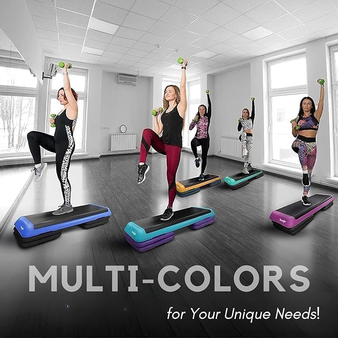 Yes4All Adjustable Aerobic Exercise Step Platform - Health Club Size with 4 Risers Included
