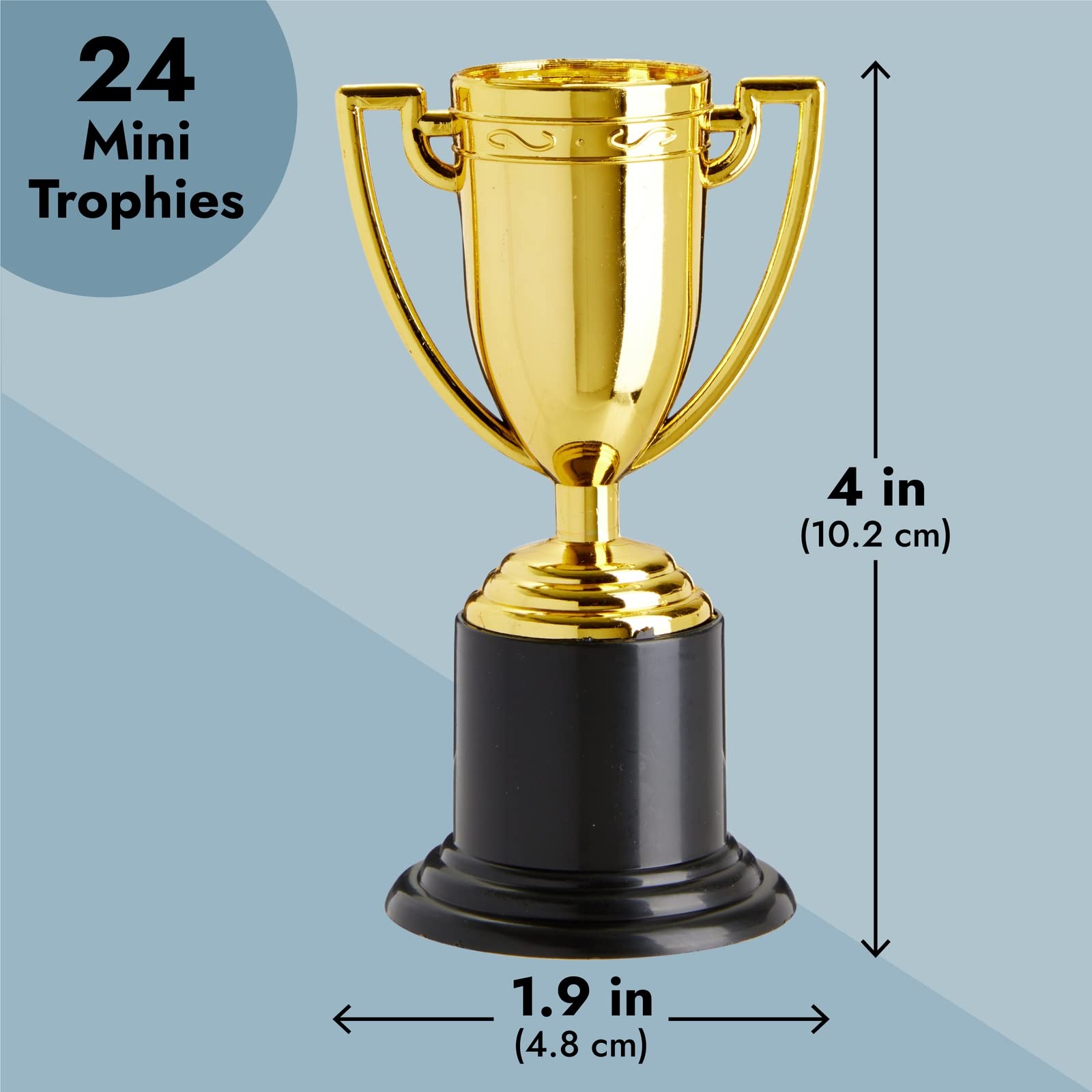 Juvale Mini Trophies Bulk - 4 in, Gold-Plated Plastic, 24-Pack - Trophies for Kids & Adults - Sports, School & Party Awards