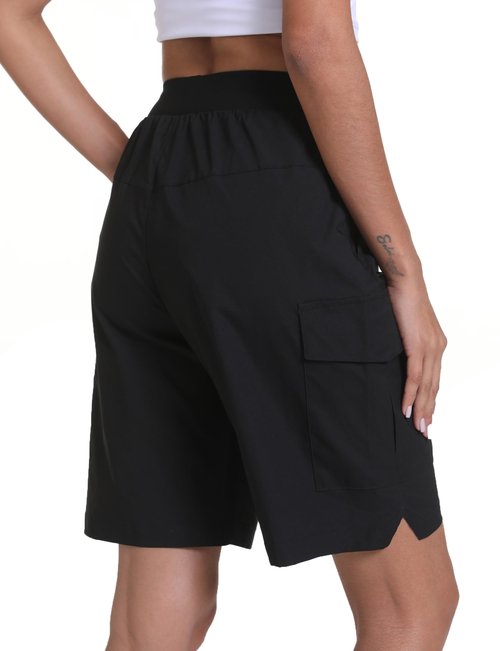 zsenoxaxi Women's Hiking Cargo Shorts Quick Dry Lightweight Shorts for Travel Athletic(Black,XXXL)