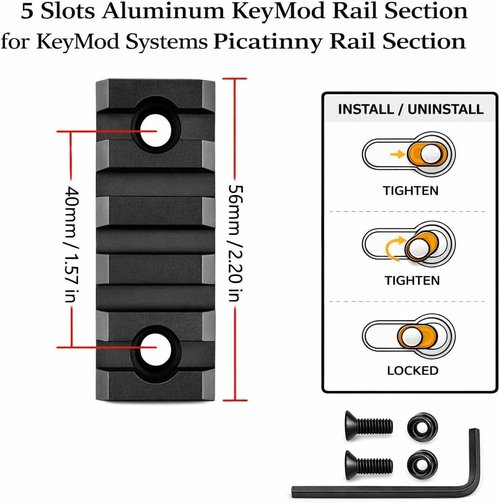 Gotical 5 Slots Aluminum KeyMod Rail Section - Durable Picatinny Rail for Enhanced Accessory Mounting