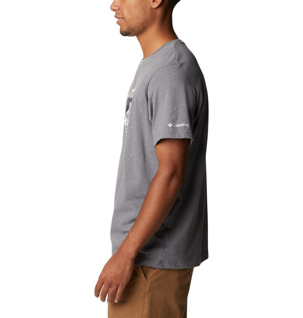 Columbia Men's Thistletown Hills Graphic Short Sleeve, City Grey Heather/Hikers Graphic, 6X Big