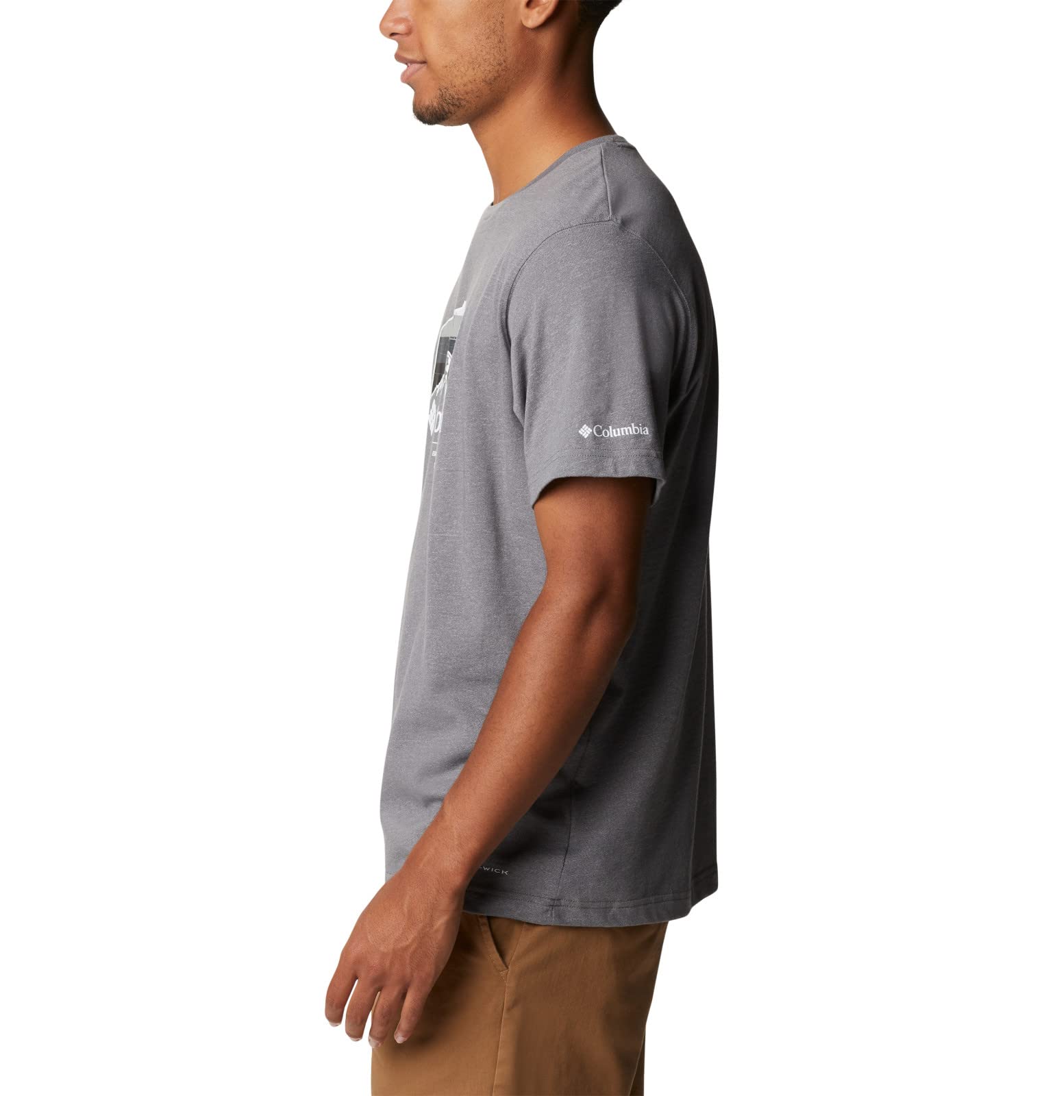 Columbia Men's Thistletown Hills Graphic Short Sleeve, City Grey Heather/Hikers Graphic, 6X Big