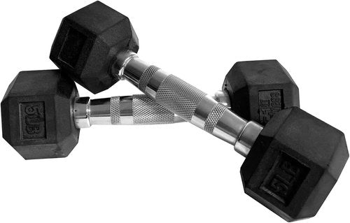 Fitness First Rubber Hex Dumbbell Pairs - Durable Weight Training Equipment for Home Gym