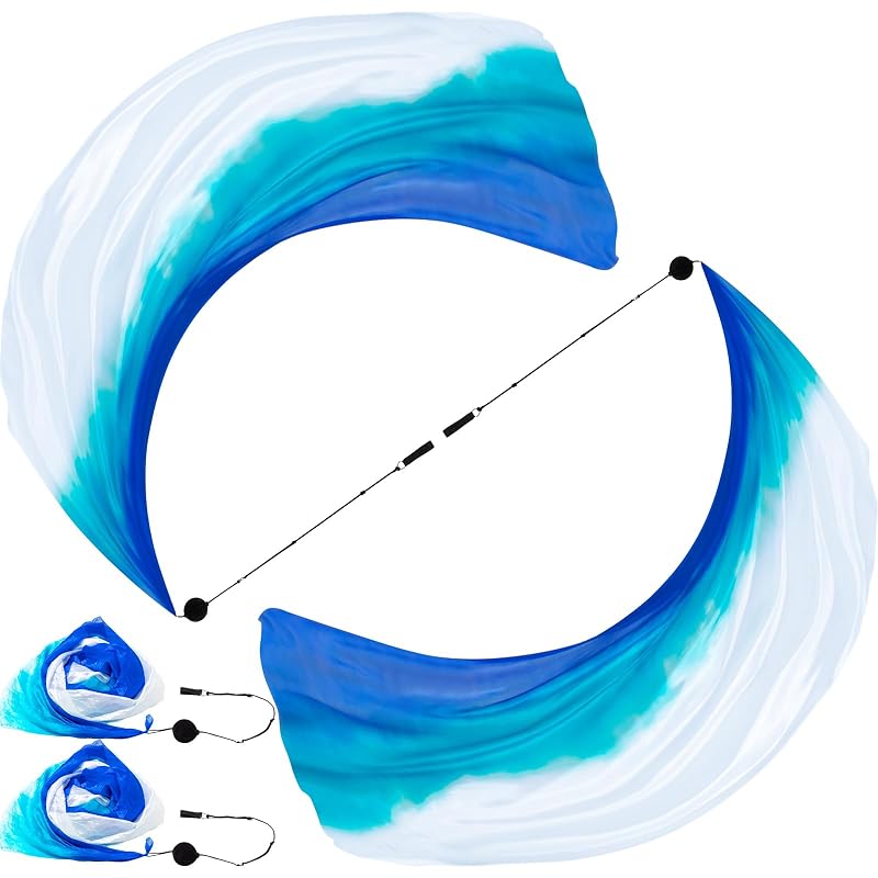 Lake Blue 2 Sets Silk Veil Poi with Balls – 78.74 x 31.5 Inches, 4-Pack