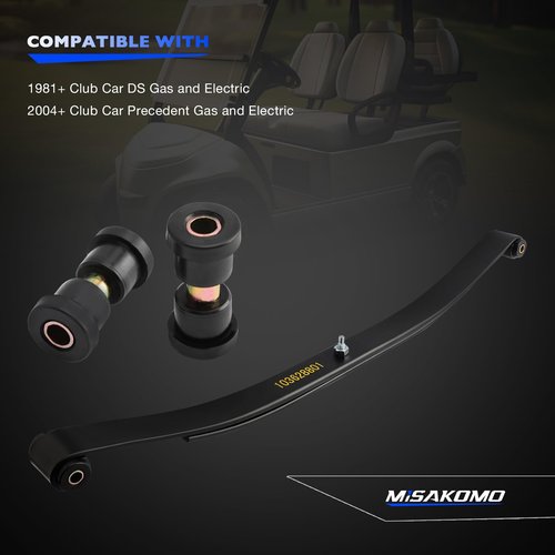 Heavy Duty Front 2 Leaf Springs Kits, Compatible with 1981+ Club Car DS and 2004+ Precedent Model Gas Electric Golf Carts, Replace 103628801 1012030 1015108 Front 2-Leaf Springs with Bushings Sleeves