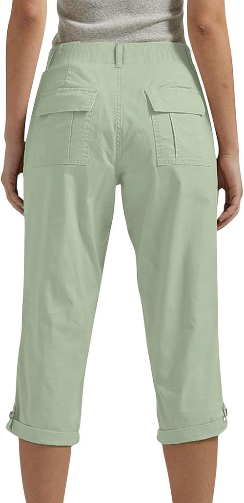 LRMQS Capri Pants for Women - Casual Summer Cargo Style with Pockets | Knee-Length Cropped Fit