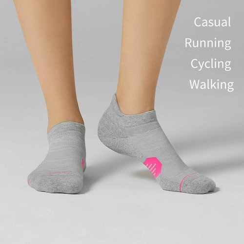 FITRELL Women's Cushioned Ankle Running Socks - 6 Pack of Low Cut Athletic Socks