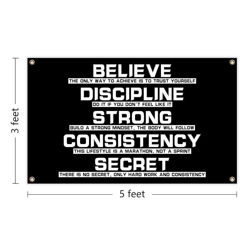 Discipline Motivational Flag 3x5ft with 4 Brass Washers | Dorm, Study, Gym, Office Wall Decor - Variation of THIS listing