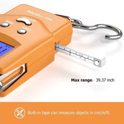 Dr.meter Fishing Scale - 110lb Digital Luggage Scale with Backlit LCD Display & Measuring Tape | Compact & Portable Gift for Men