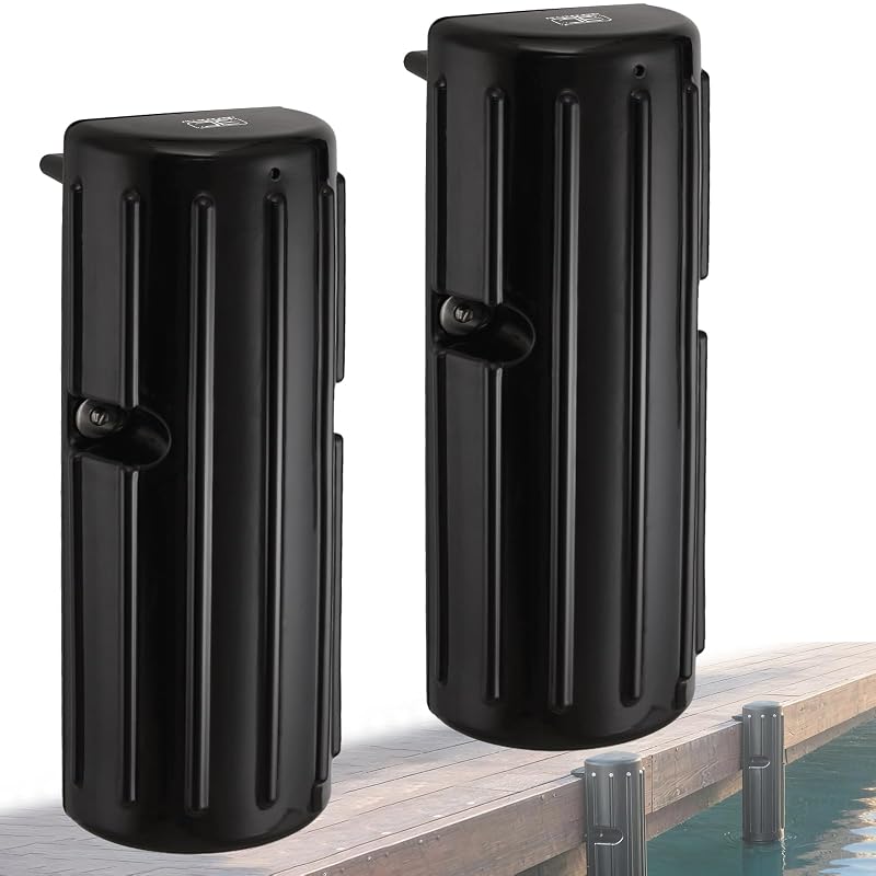 Dock Bumpers for Edge & Side - 5mm Marine PVC, Stainless Hardware, 2-Pack (Black)