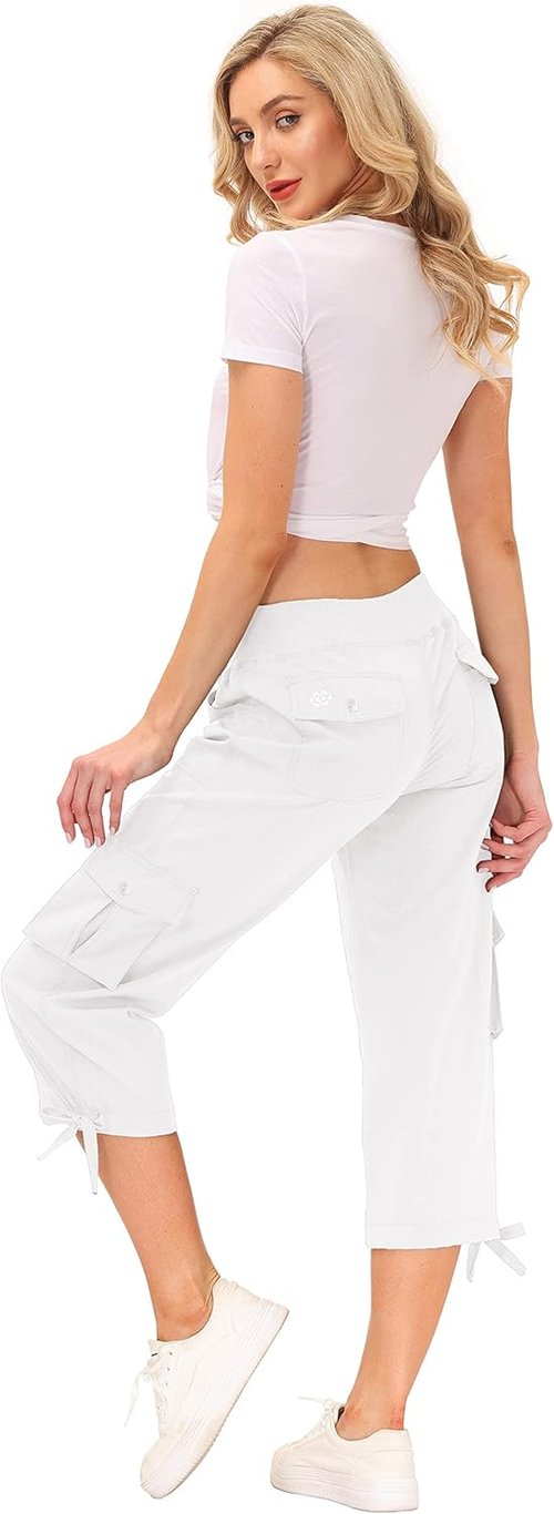 MoFiz Women's Cargo Capris - Lightweight Quick-Dry Hiking Pants with Pockets | Casual Outdoor Comfort