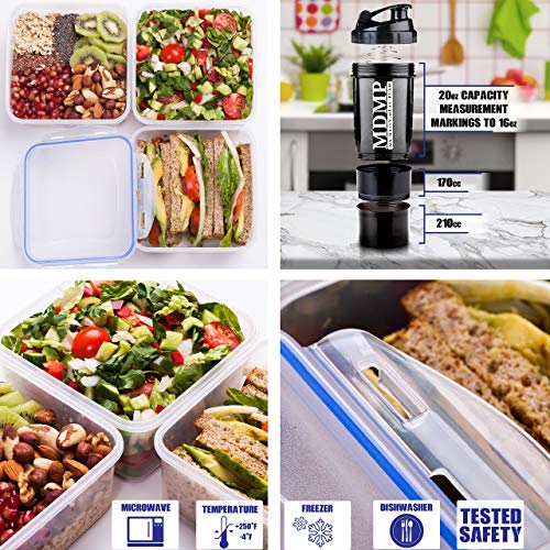 Insulated Meal Prep Lunch Bag Set with 3 Food Containers & Shaker