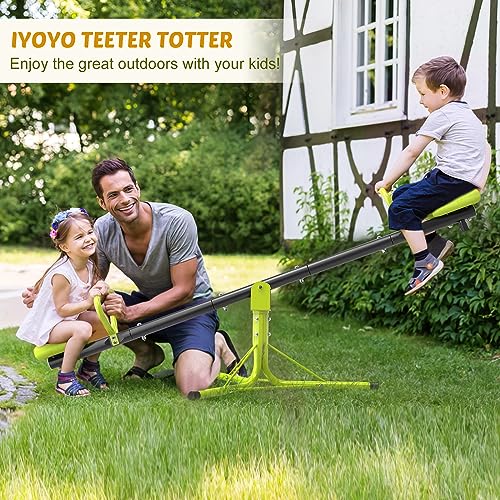 Iyoyo Light Green Spinning Seesaw for Kids Ages 3-8 Outdoor Playground Toys with Safety Handles