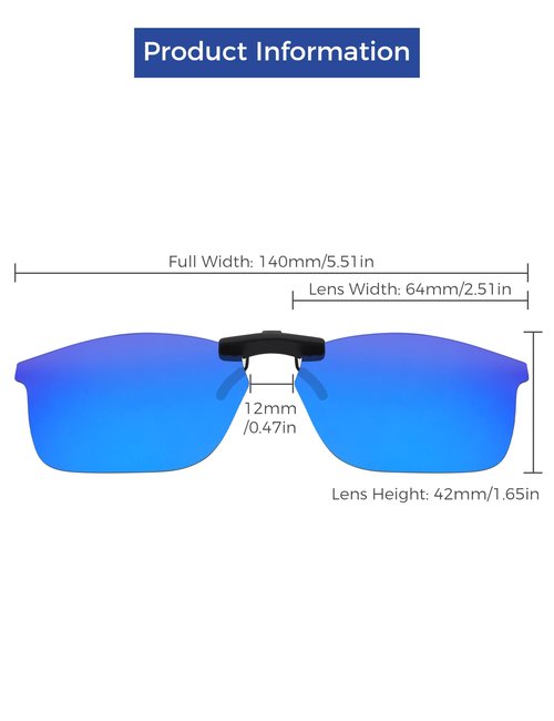 HILEEN Polarized Clip-on Sunglasses for Ray-Ban RB7047 54mm for Men Women UV Protection-Ice Blue