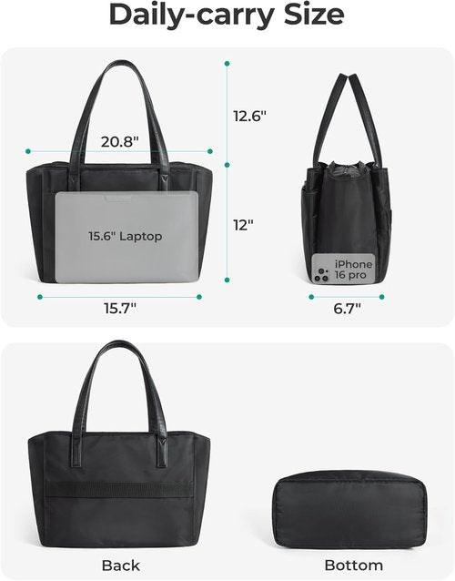BAGSMART Tote Bag for Women - Stylish Work Tote with Zipper & Compartments | Versatile Crossbody Handbag