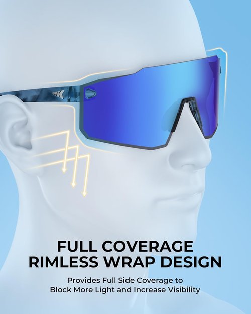 KastKing Etowah Polarized Sports Fishing Sunglasses, With PuriVex Protective Lens Coating, Rimless Wrap Design, Men Women