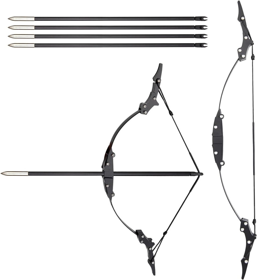 Skiennix Mini Lever Recurve Bow - 9.4 Inch Stainless Steel with 4 Arrows & Target Paper