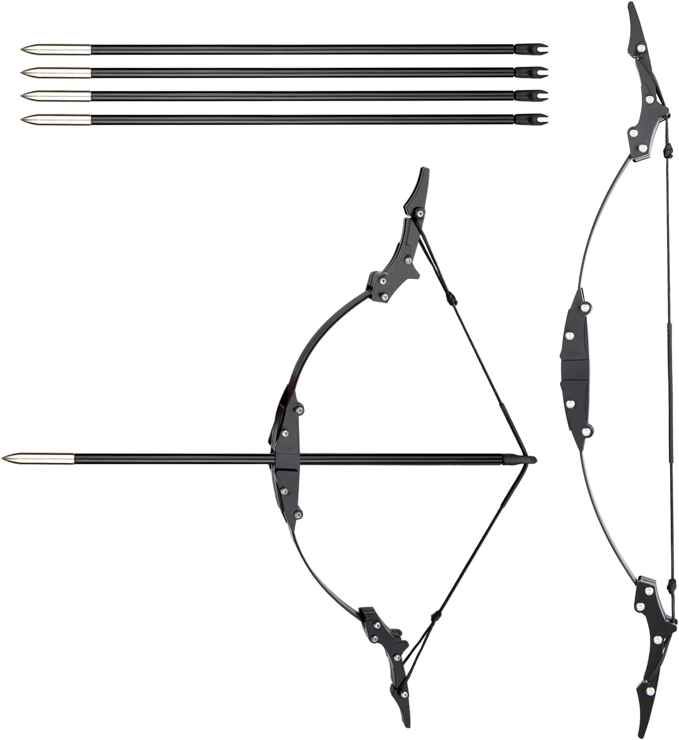 Skiennix Mini Lever Recurve Bow - 9.4 Inch Stainless Steel with 4 Arrows & Target Paper