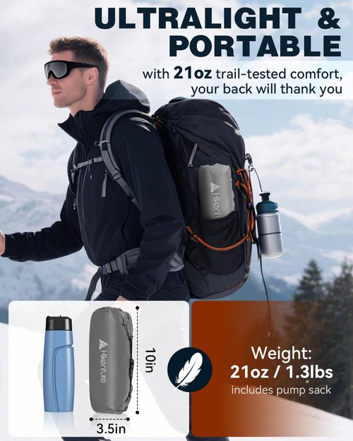 Hikenture Sleeping Pad R-Value 6.2 Insulated Camping Mattress for Cold Weather with Pump Sack(1201-A1)