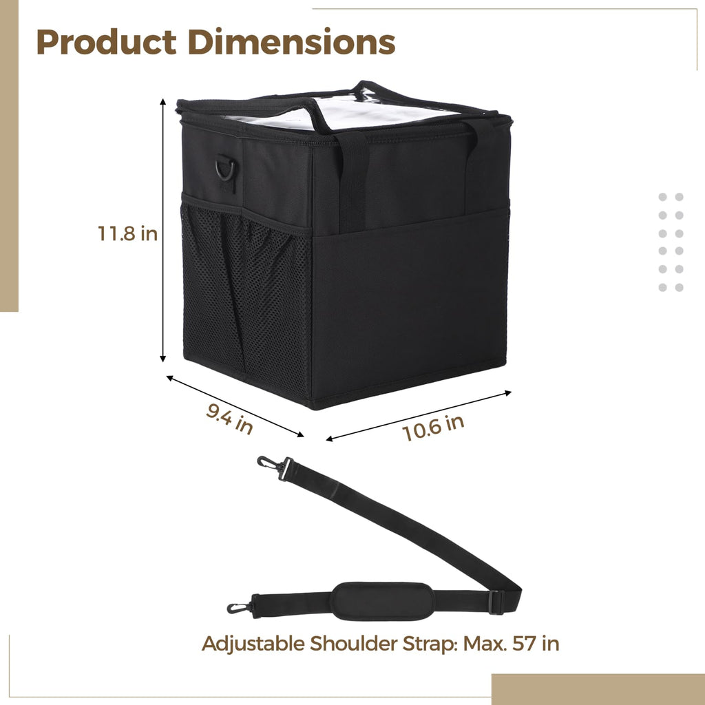 4 Cup Insulated Beverage Carrier Bag, Reusable Drink Carrier with Handle and Shoulder Strap, Adjustable Height Dividers Spill Resistant Portable Coffee Cup Holder for Delivery Takeout Commuting