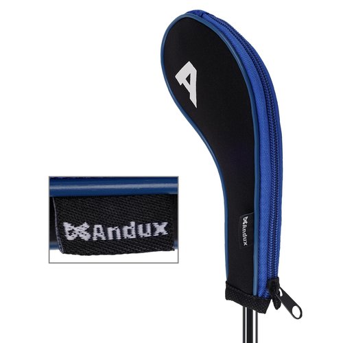 Andux 12pcs/Set Golf Iron Club Head Covers Number Print Long Neck with Zipper Black/Blue