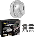 WEIZE Rear Brake Kit - Carbon Fiber Ceramic Pads & Drilled/Slotted Rotors for Chevy Equinox/GMC Terrain 2010-2017