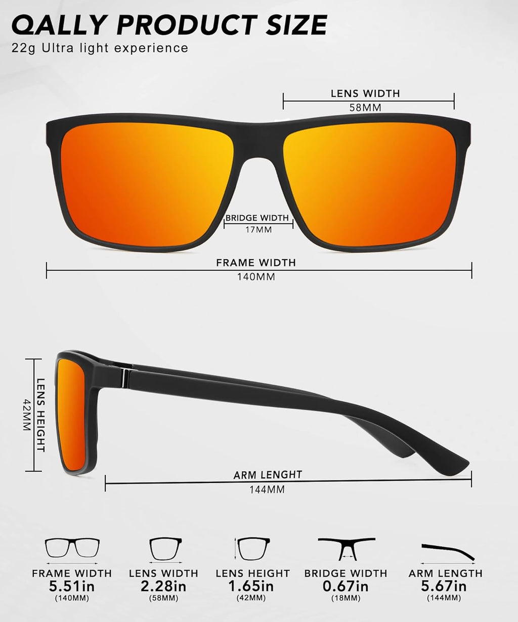 Polarized Sunglasses for Men - Rectangular Frame with UV400 Protection | Stylish Sports Eyewear