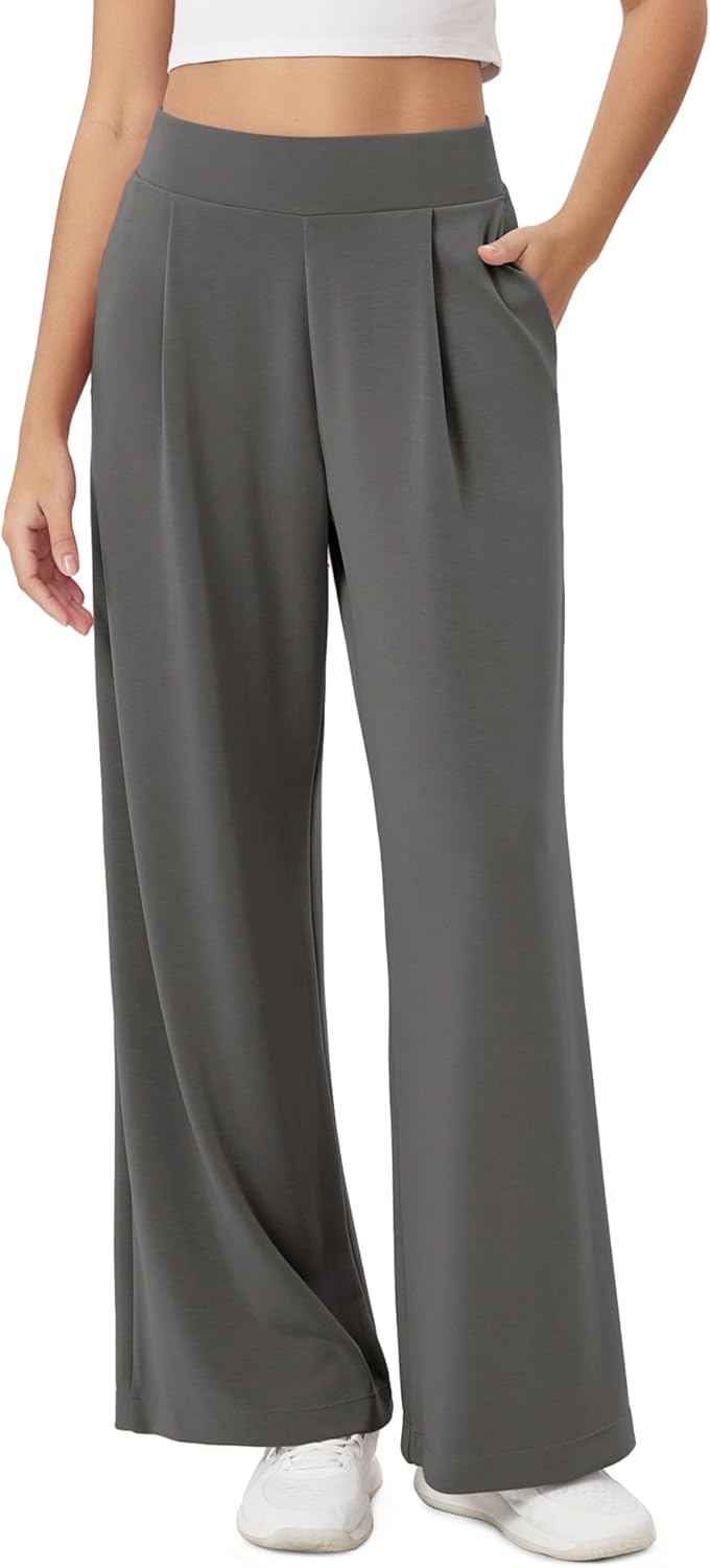 ODODOS Modal Soft Wide Leg Pants - High Waist Casual Relaxed Fit with Pockets | 27/29/31" Inseam