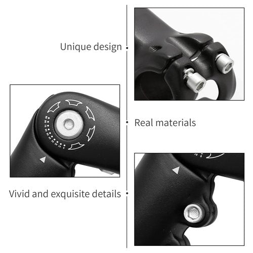 Aynaxcol 28.6mm x 31.8mm Bicycle Riser Extension Adjustable Handlebar Stem 110mm 0-90 Degree Adjustable Bicycle Stems Short Handlebar Stem for E Bike Bicycle (110mm)