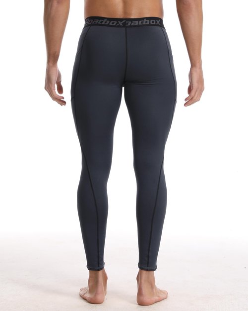 Roadbox Mens Compression Pants with Pockets, 1 or 2 Pack Athletic Running Leggings Baselayer, Lightweight Tights for Gym Basketball Yoga Cycling