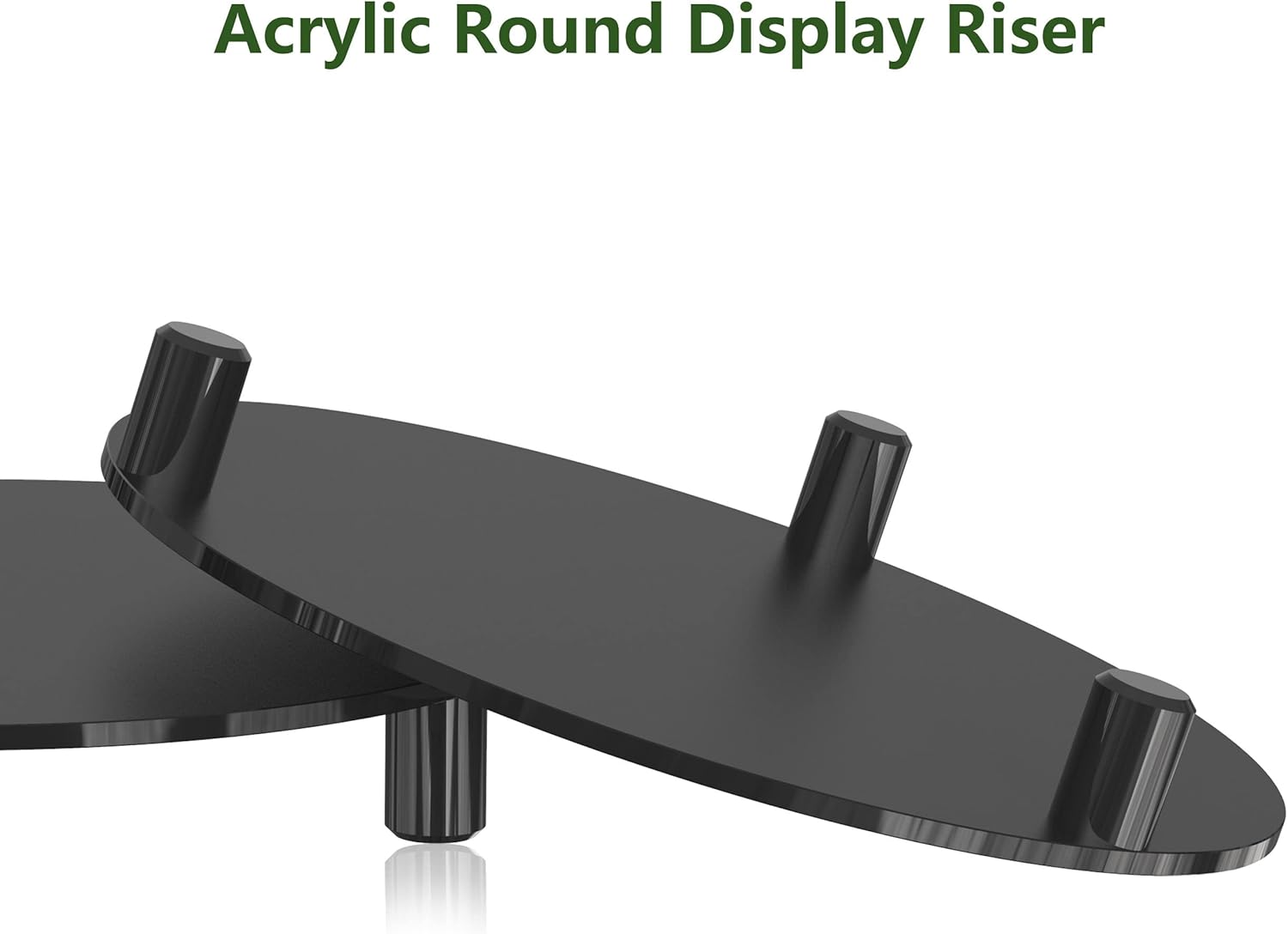 Skiennix Acrylic Risers - 10-Inch Round Black Pedestal Stand for Indoor Plants & Décor