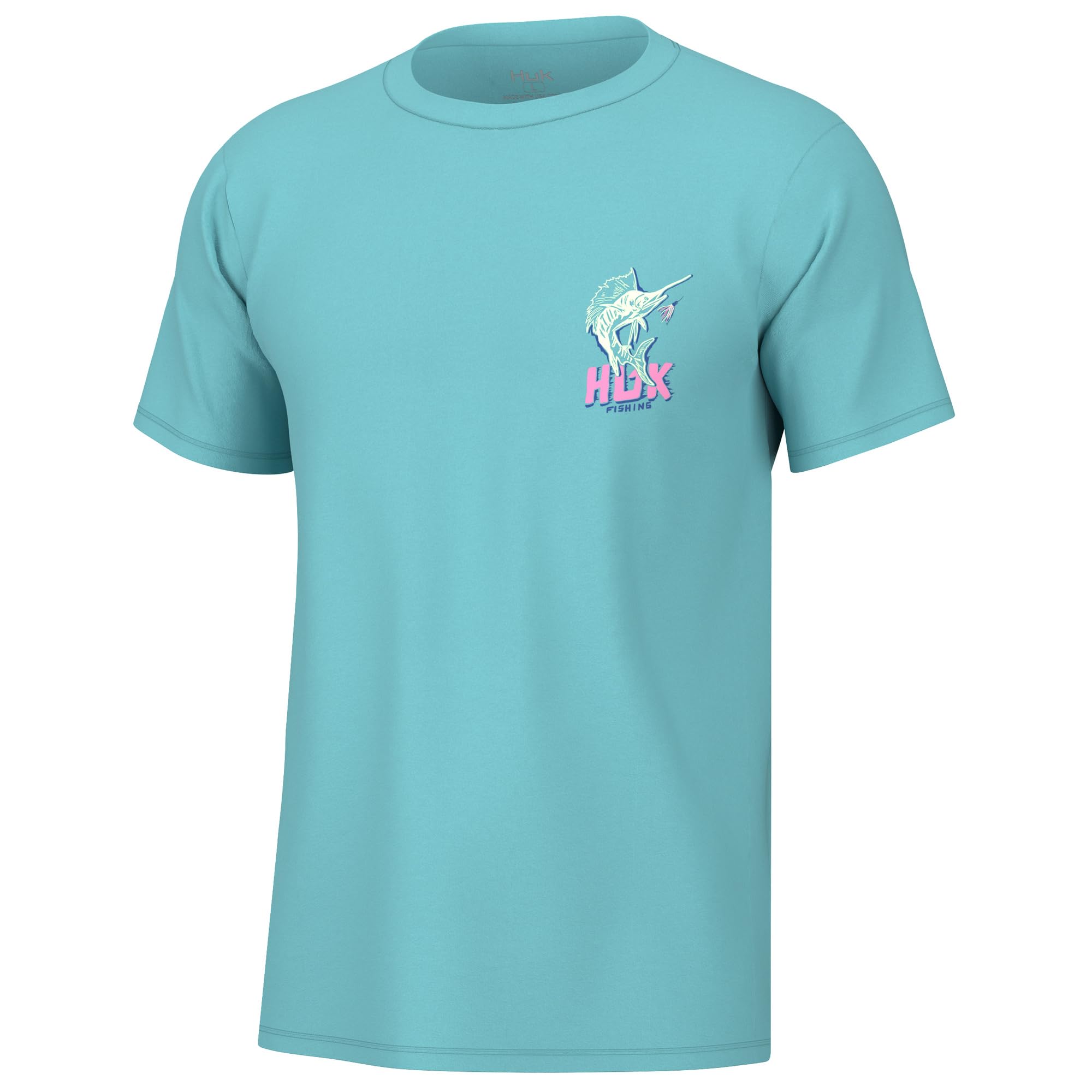 HUK Mens Fishing Graphic Tee, Performance Short Sleeve, Quick-Dry, Sail Bones - Marine Blue, XXX-Large