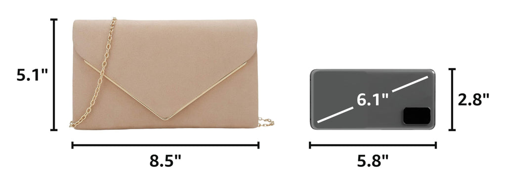 CHARMING TAILOR Faux Suede Clutch Bag Elegant Woman Evening Purse for Wedding/Prom/Black-tie Events (Nude)
