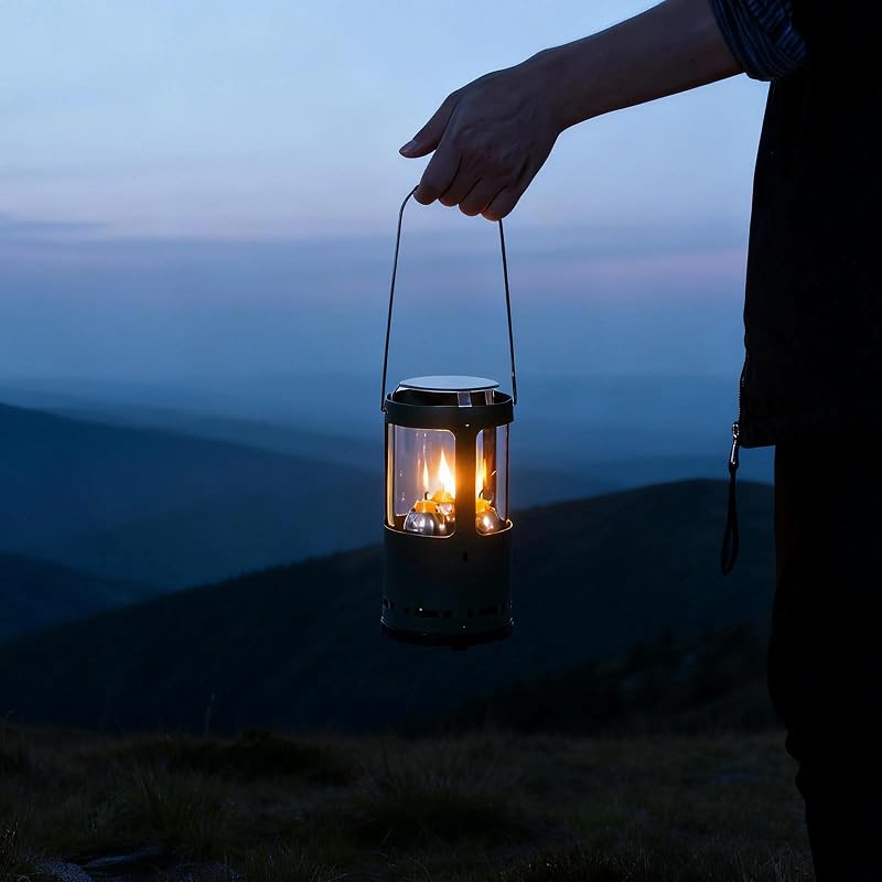 Camping Candle Lantern with Heat Shield for Real Candles - Lightweight Aluminum